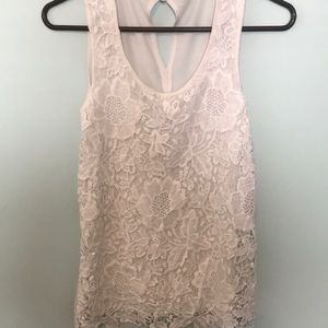 White Lace Keyhole Blouse